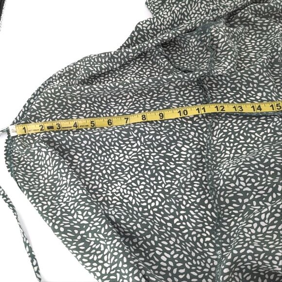 Missguided Green Abstract Pattern Puff Sleeve V-Neck Wrap Maxi Dress Size 8 - Picture 6 of 9